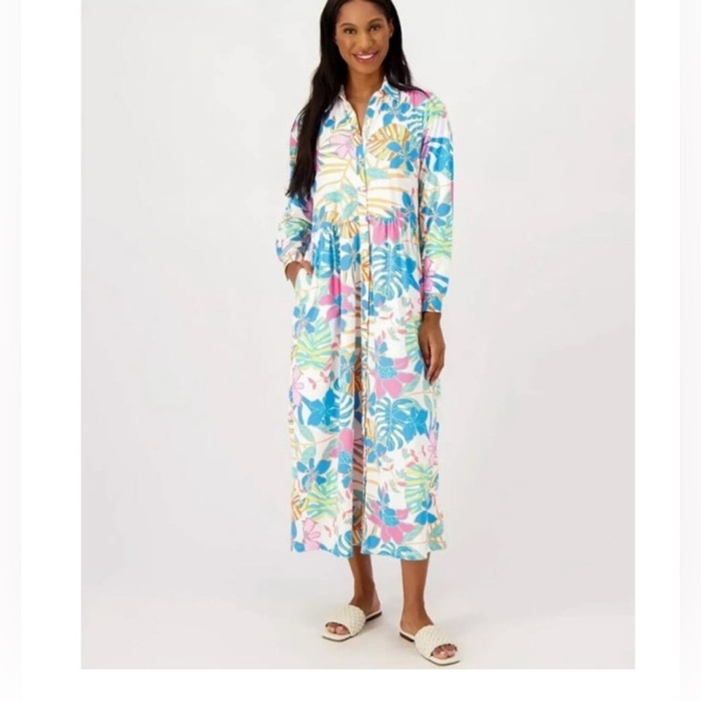 Tolani Martina Anthropologie Vibrant Floral Tropical Boho Dress Size XL